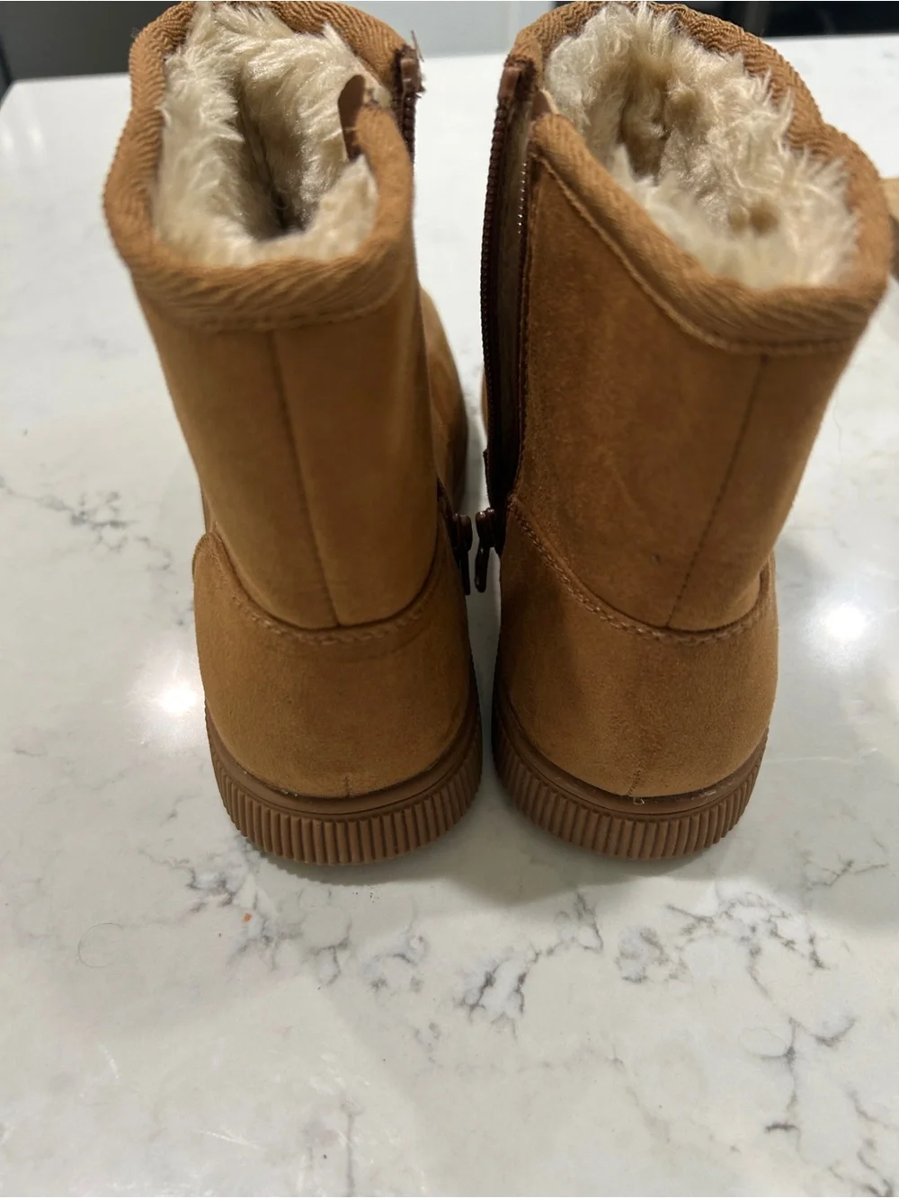 Kids Tan Faux-Fur Winter Boots